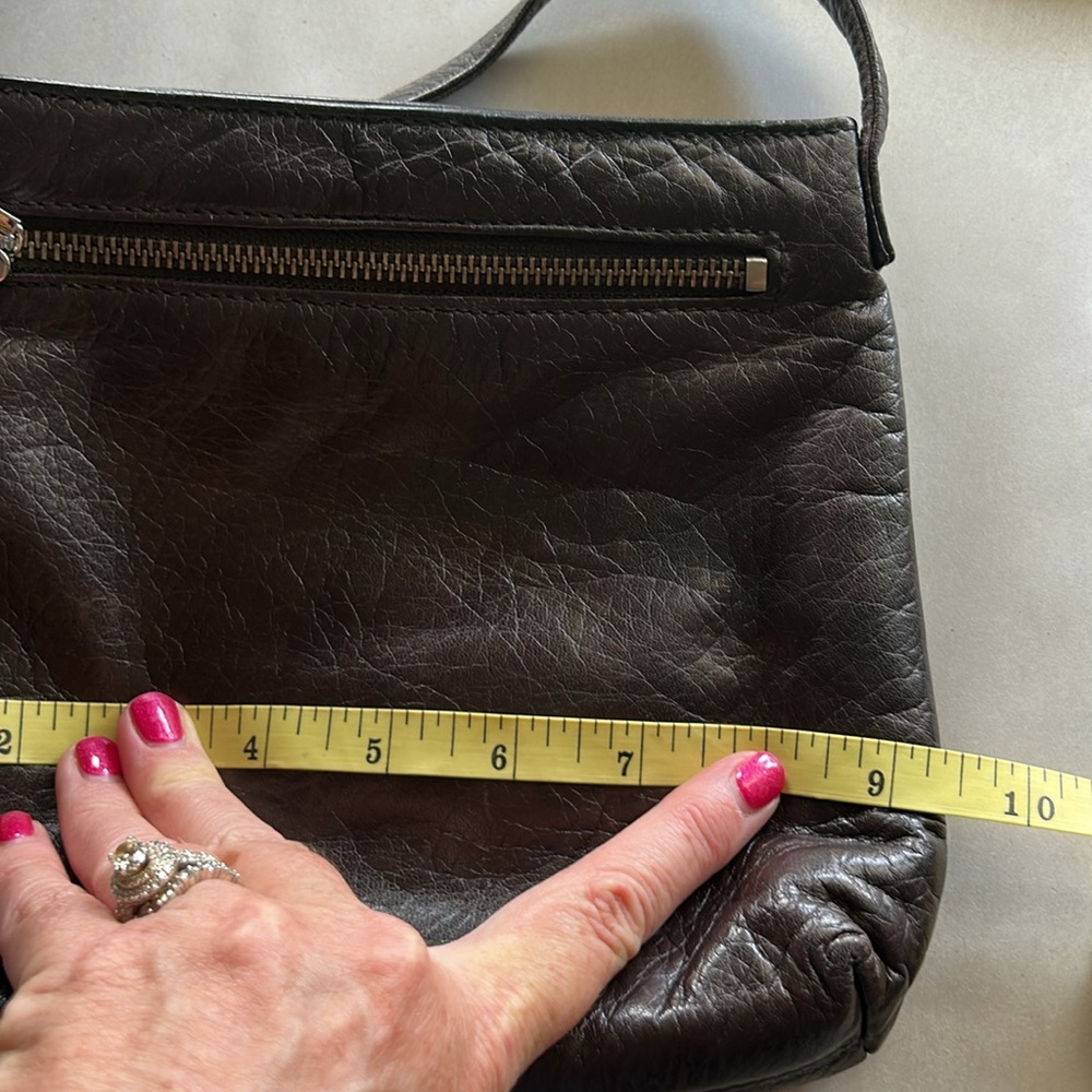 Ralph Lauren Brown Leather Crossbody Bag Small Zip Top Shoulder Purse - Picture 9 of 10